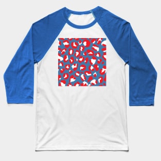 Red White and Blue Leopard Print Baseball T-Shirt